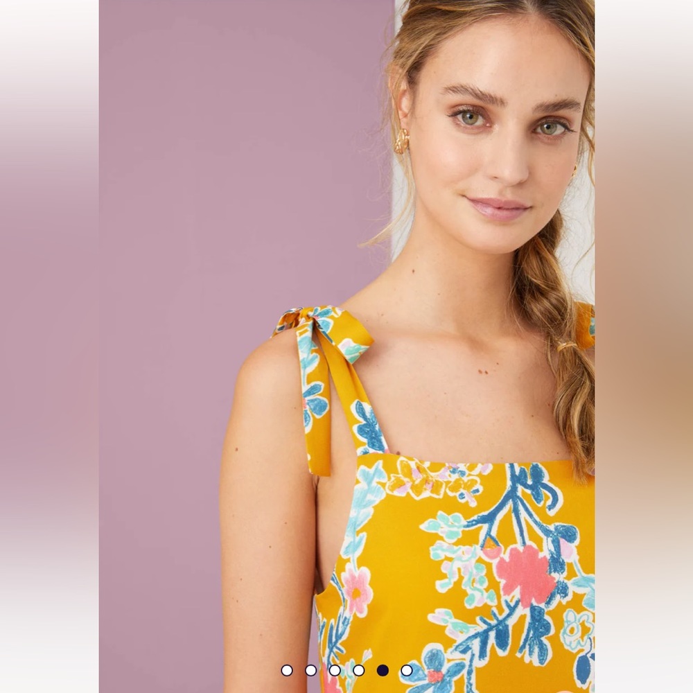 NWT Alivia The Lilly Fantasy Floral Sunshine slip midi tie shoulder summer dress - Picture 6 of 15